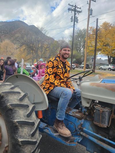 Justin Perkins giving hay ride